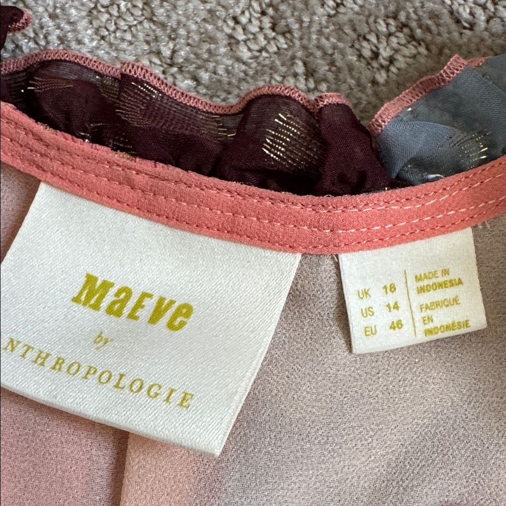 Maeve by Anthropologie Sheer Ruffle Neck Polka Dot Sleeveless Top - Picture 3 of 9